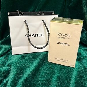 Coco Mademoiselle 100ml/3.4fl.oz. Empty bottle, box & bag.